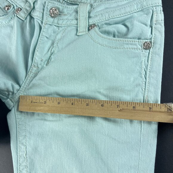 Miss Me Jeans Women's 31x31* Low Rise Skinny Icy Blue Embellished Denim Tag 29 - Picture 14 of 16